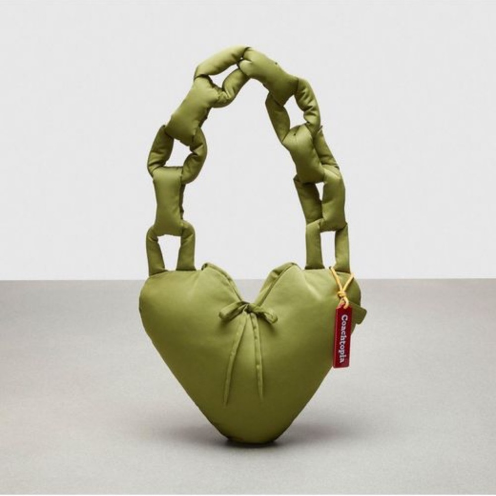 Coachtopia Green Puffy Heart Shoulder Bag